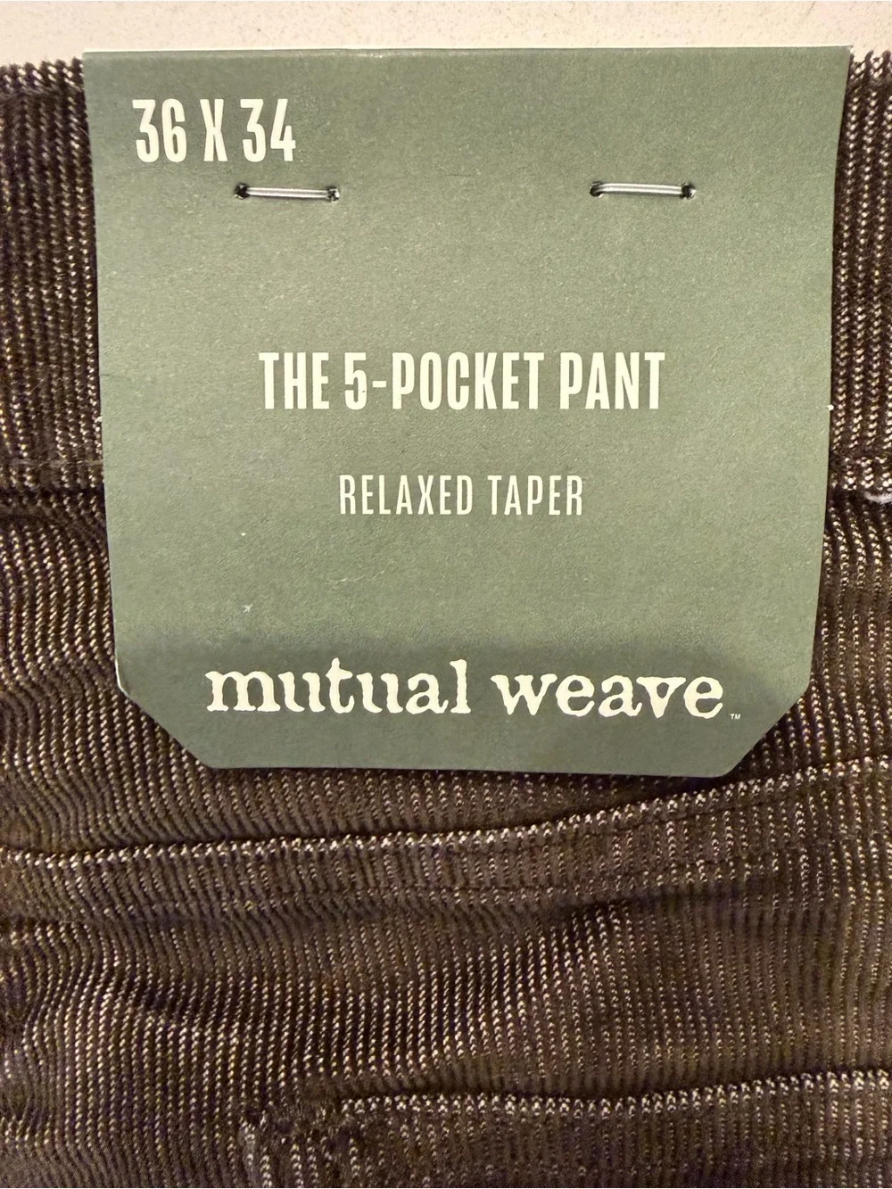 Mutual Weave Men's Corduroy Relaxed Taper Pants  36x34 NWT